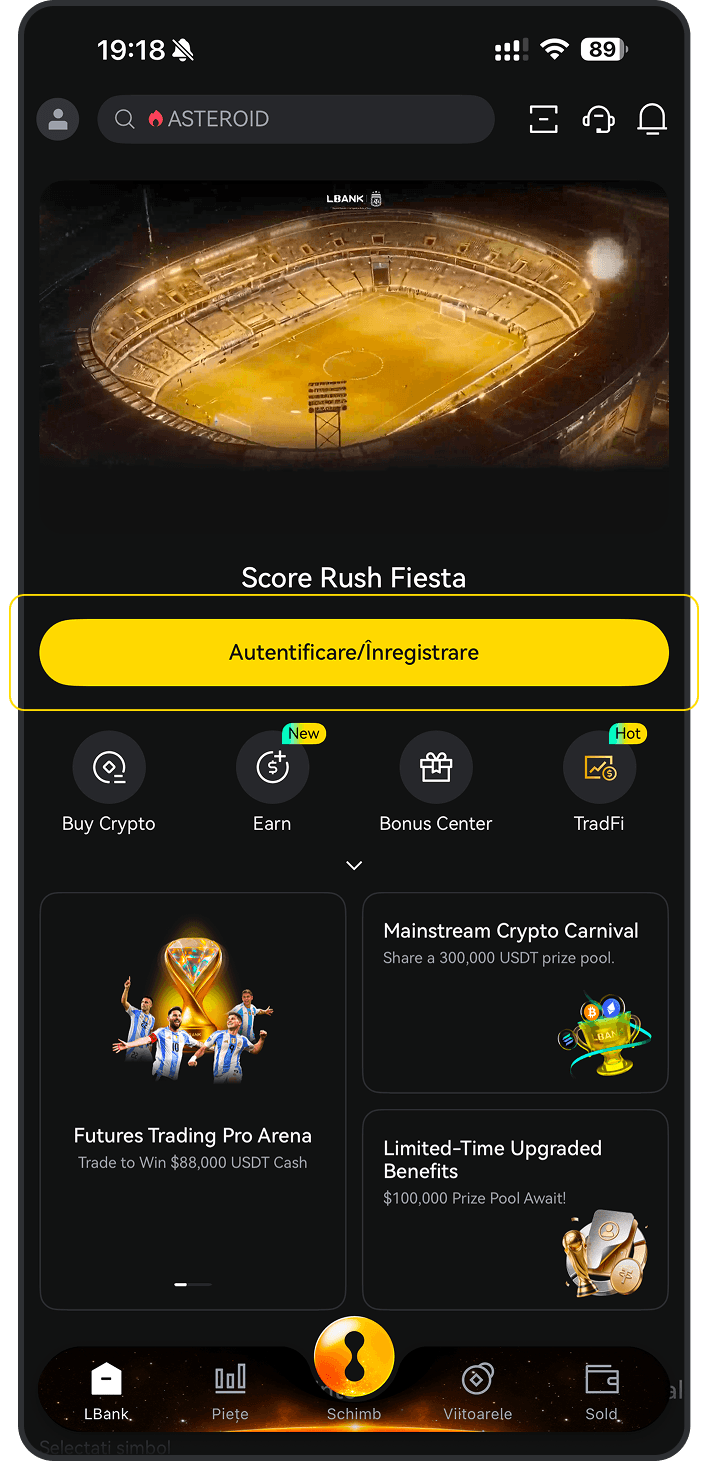 Înregistrarea unui cont LBank